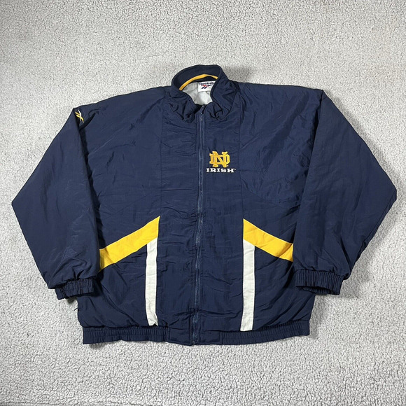 Reebok Other - Notre Dame Jacket Mens L Blue Reebok Vintage 90s Nylon Windbreaker Full Zip NCAA